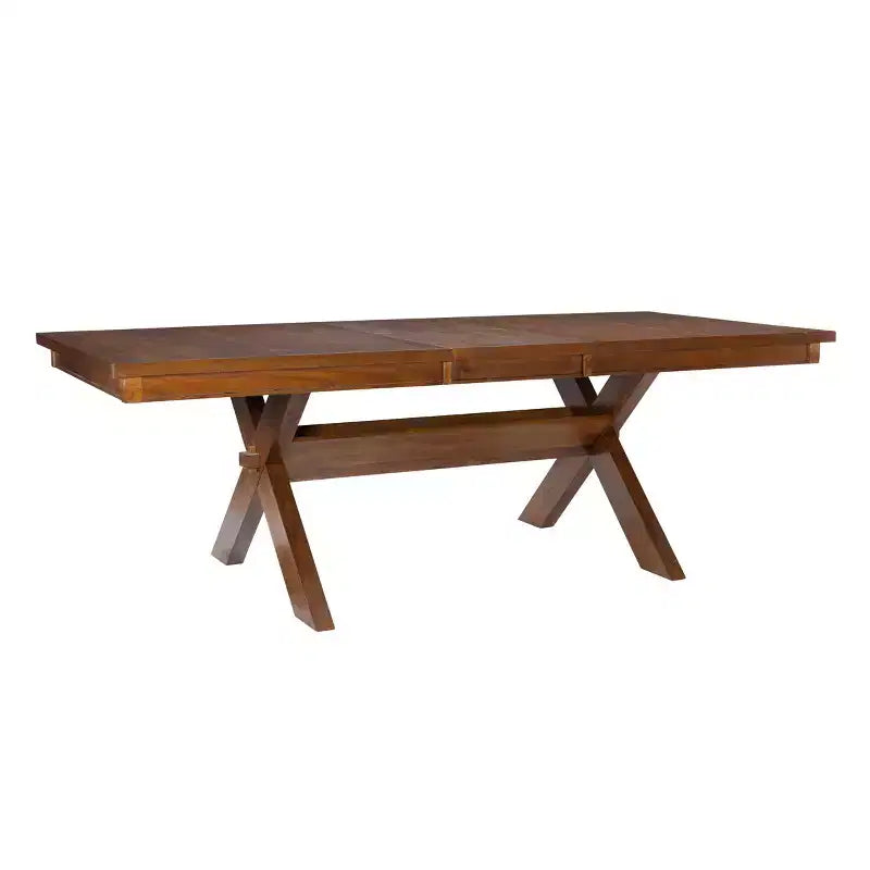 Set da pranzo da 7 pezzi Powell, sedie Jackson con schienale a X e tavolo allungabile, nocciola scuro