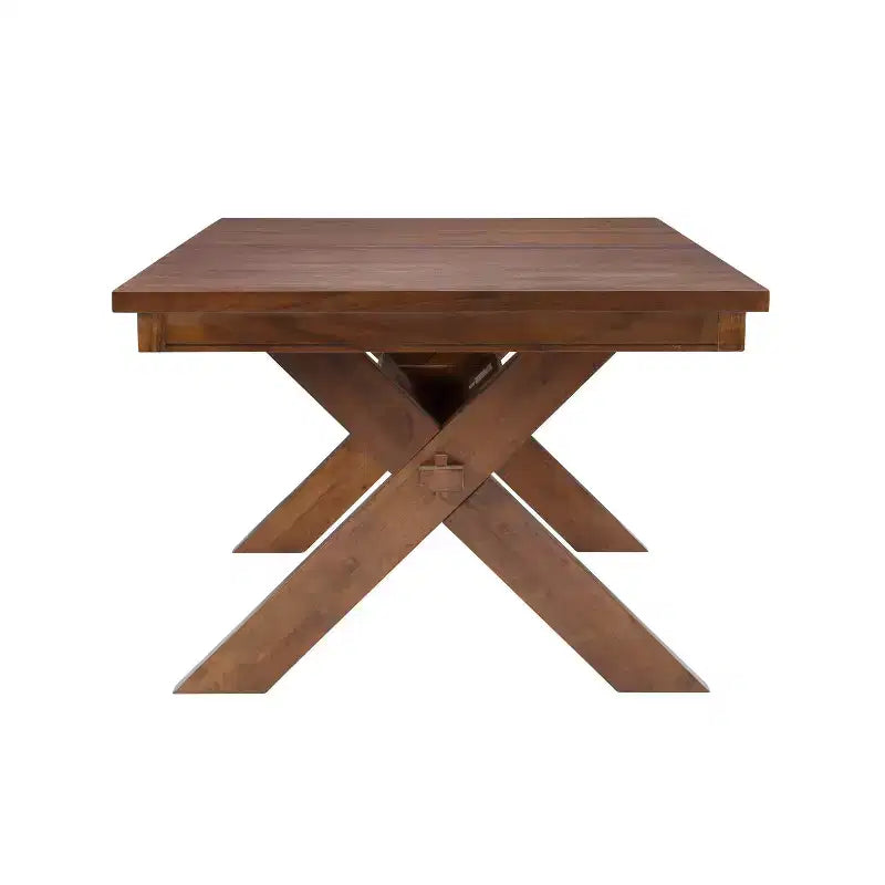 Set da pranzo da 7 pezzi Powell, sedie Jackson con schienale a X e tavolo allungabile, nocciola scuro