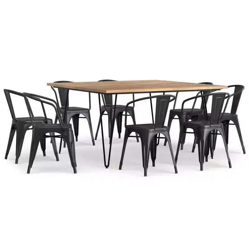 WyndenHall 9pc Elisse Moreno Dining Set Distressed Black/Silver