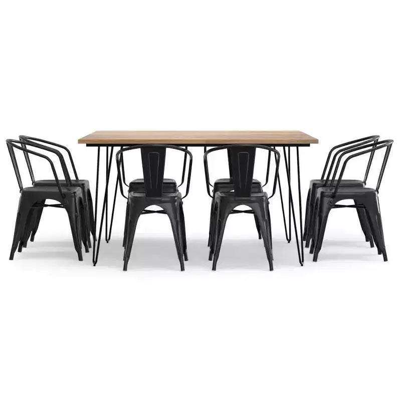 Set da pranzo WyndenHall Elisse Moreno 9 pezzi nero anticato/argento