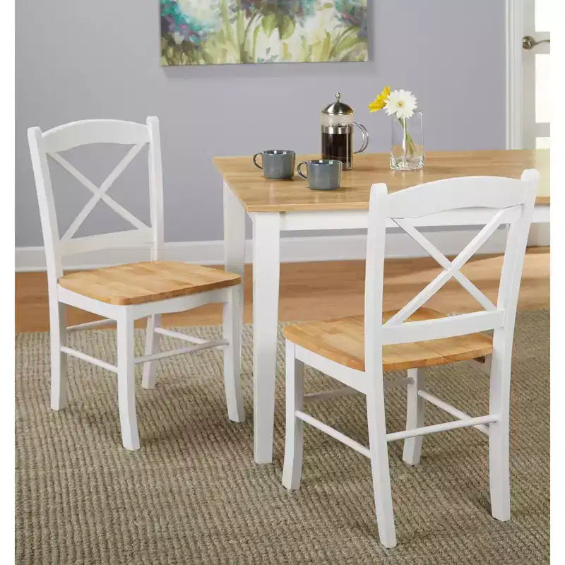 Set da pranzo rettangolare Buylateral 6 pezzi Tiffany Farmhouse con panca Bianco/Naturale