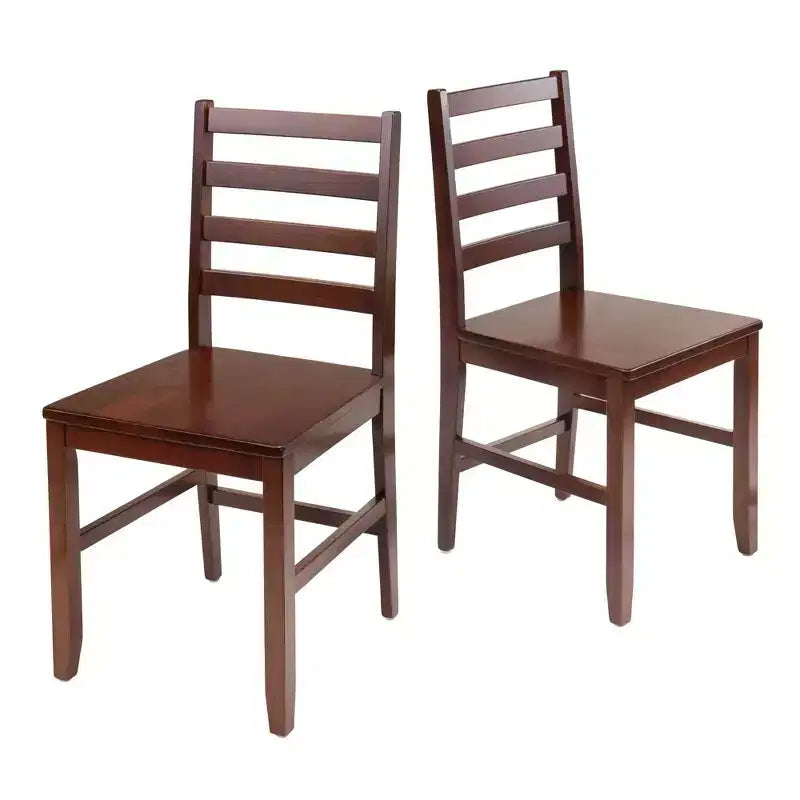Set 3 pz tavolo da pranzo Kingsgate con 2 sedie Hamilton Ladder Back Legno/Marrone - Winsome: Moderno di metà secolo, Quadrato, Fisso