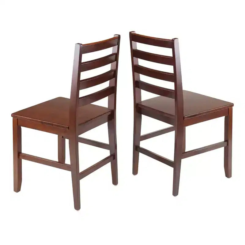 Set 3 pz tavolo da pranzo Kingsgate con 2 sedie Hamilton Ladder Back Legno/Marrone - Winsome: Moderno di metà secolo, Quadrato, Fisso