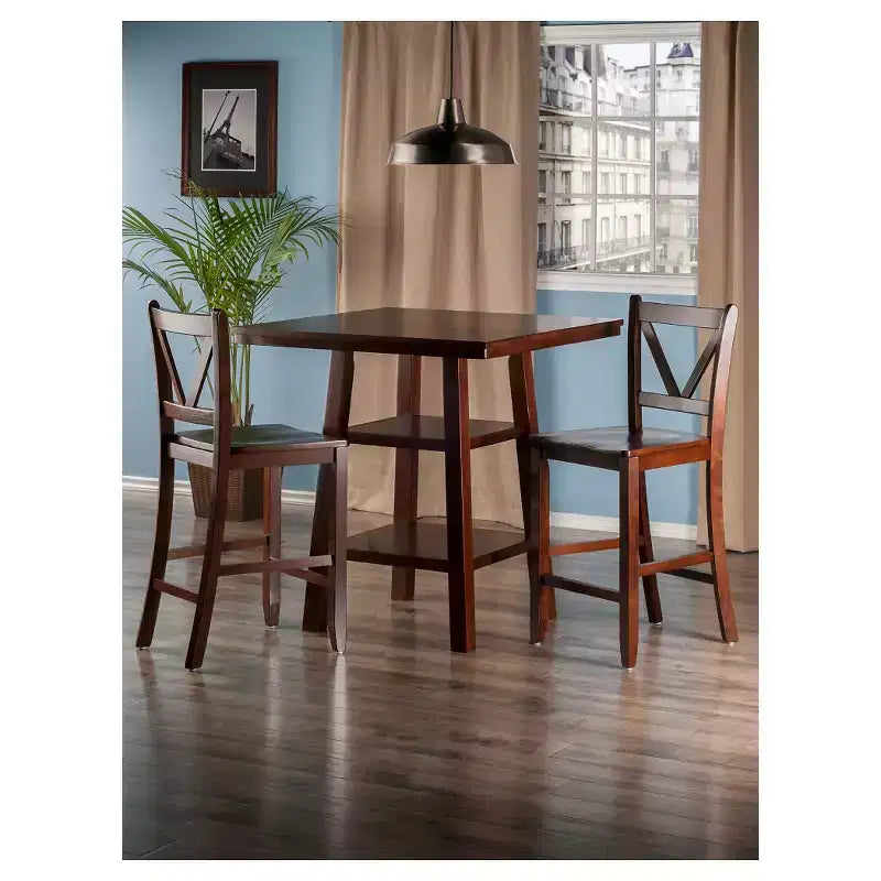 Set da pranzo 3 pz Orlando altezza bancone con sgabelli a V, contenitore - Winsome