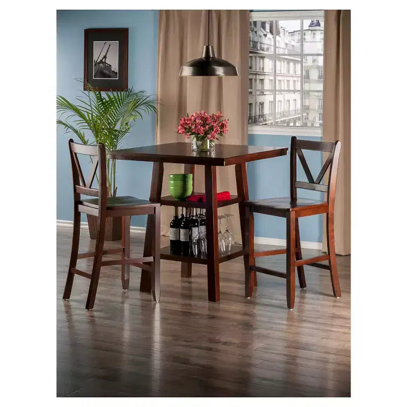 Set da pranzo 3 pz Orlando altezza bancone con sgabelli a V, contenitore - Winsome