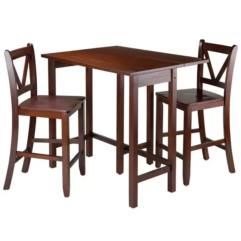 Winsome Set Sala da Pranzo 3 Pezzi Lynnwood a Goccia d'Acqua ad Altezza Bar con Sgabelli, Legno/Noce: Stile Moderno di Metà Secolo, Set Tavolo da Pub a 4 Posti