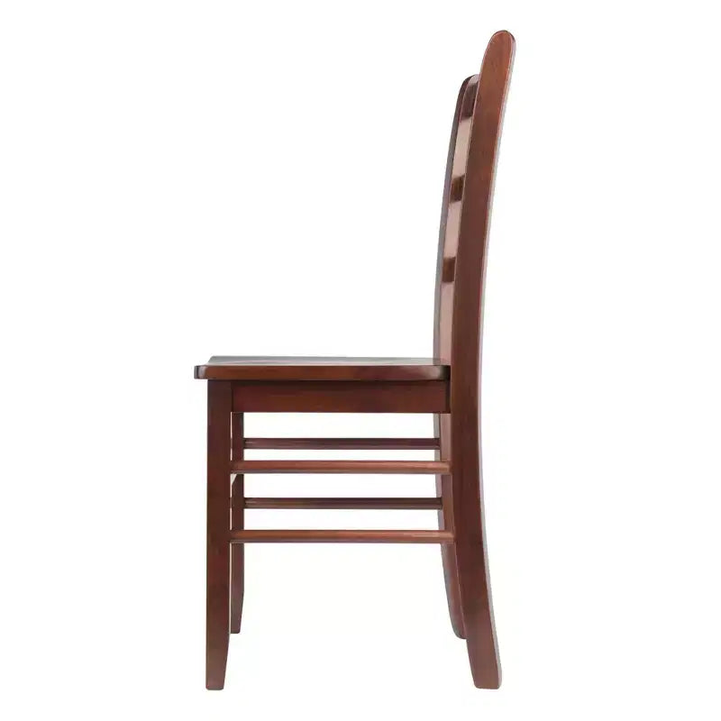 Set da pranzo Alamo Drop Leaf da 5 pezzi con sedie Ladder Back Legno/Noce - Winsome: Tavolo rotondo, base a 4 gambe