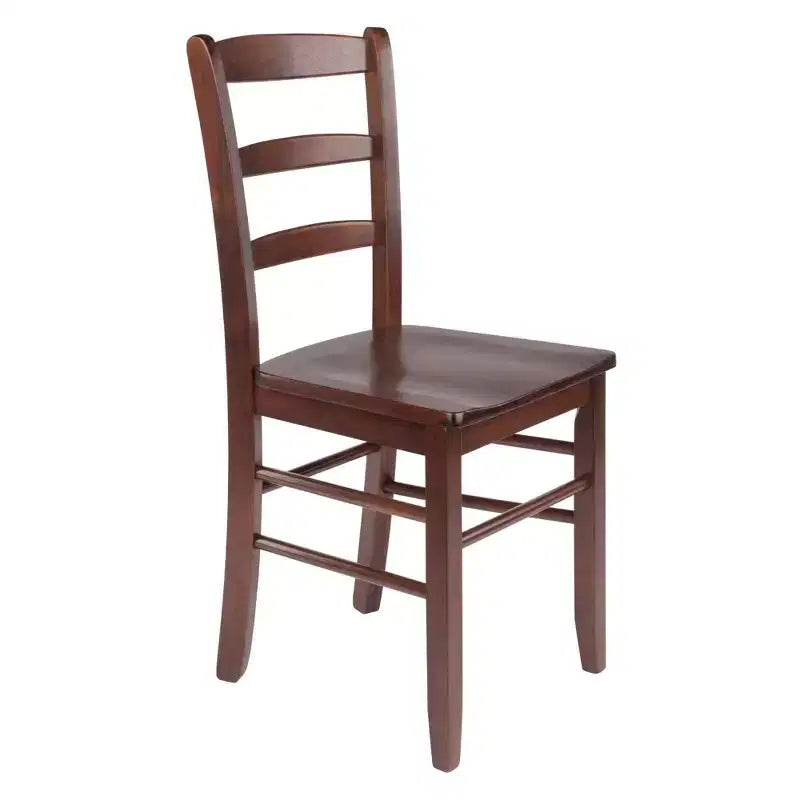 Set da pranzo Alamo Drop Leaf da 5 pezzi con sedie Ladder Back Legno/Noce - Winsome: Tavolo rotondo, base a 4 gambe