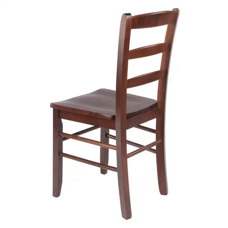 Set da pranzo Alamo Drop Leaf da 5 pezzi con sedie Ladder Back Legno/Noce - Winsome: Tavolo rotondo, base a 4 gambe