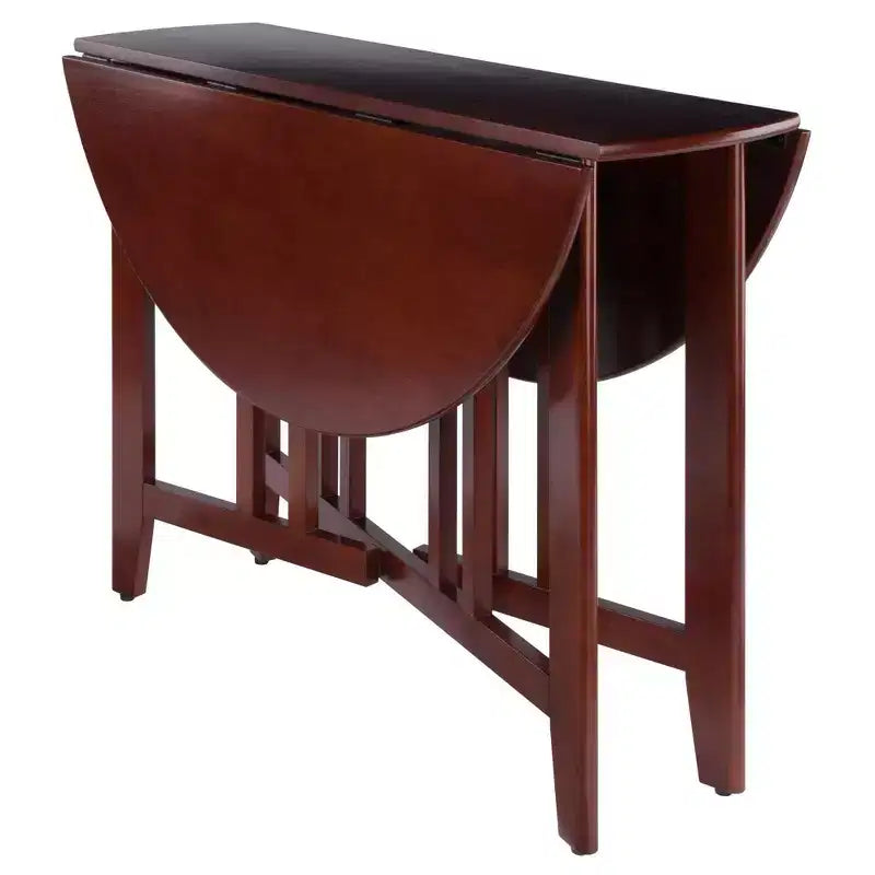Set da pranzo Alamo Drop Leaf da 5 pezzi con sedie Ladder Back Legno/Noce - Winsome: Tavolo rotondo, base a 4 gambe