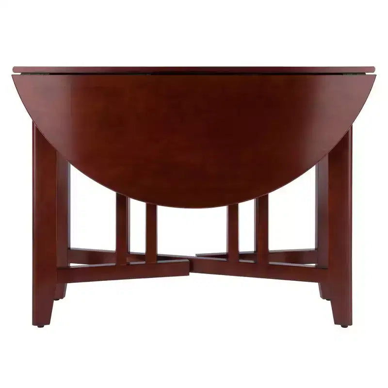 Set da pranzo Alamo Drop Leaf da 5 pezzi con sedie Ladder Back Legno/Noce - Winsome: Tavolo rotondo, base a 4 gambe