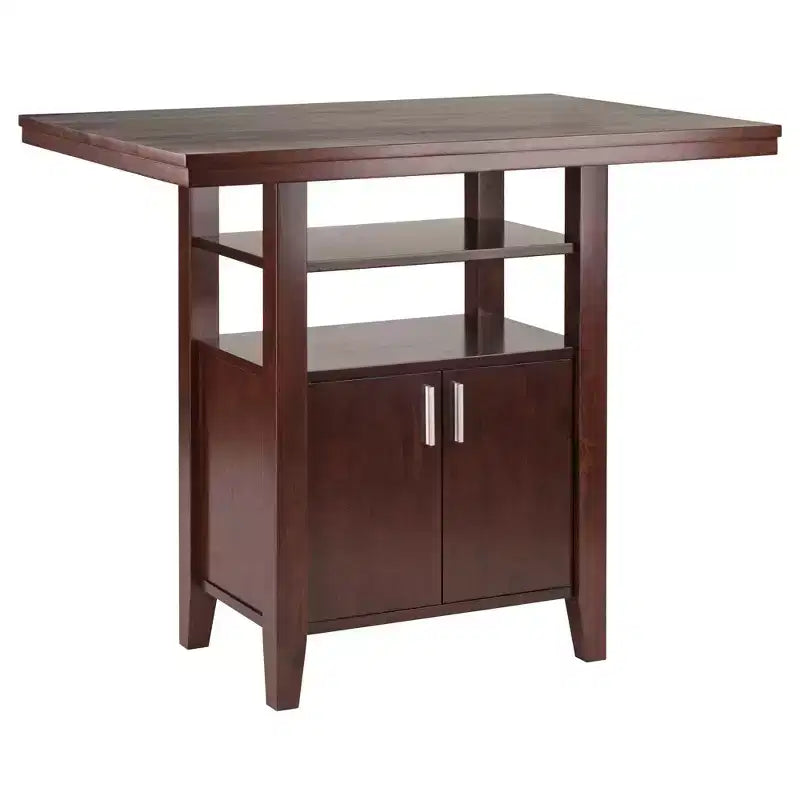 Set da pranzo Winsome 3 pezzi Albany, altezza bancone, con sgabelli con schienale a pioli, noce: stile tradizionale, tavolo rettangolare 4 posti