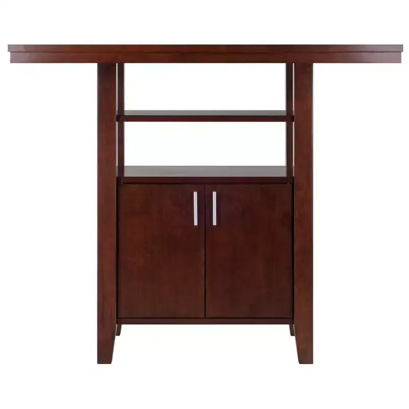 Set da pranzo Winsome 3 pezzi Albany, altezza bancone, con sgabelli con schienale a pioli, noce: stile tradizionale, tavolo rettangolare 4 posti