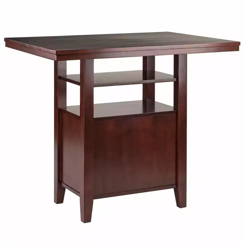 Set da pranzo Winsome 3 pezzi Albany, altezza bancone, con sgabelli con schienale a pioli, noce: stile tradizionale, tavolo rettangolare 4 posti