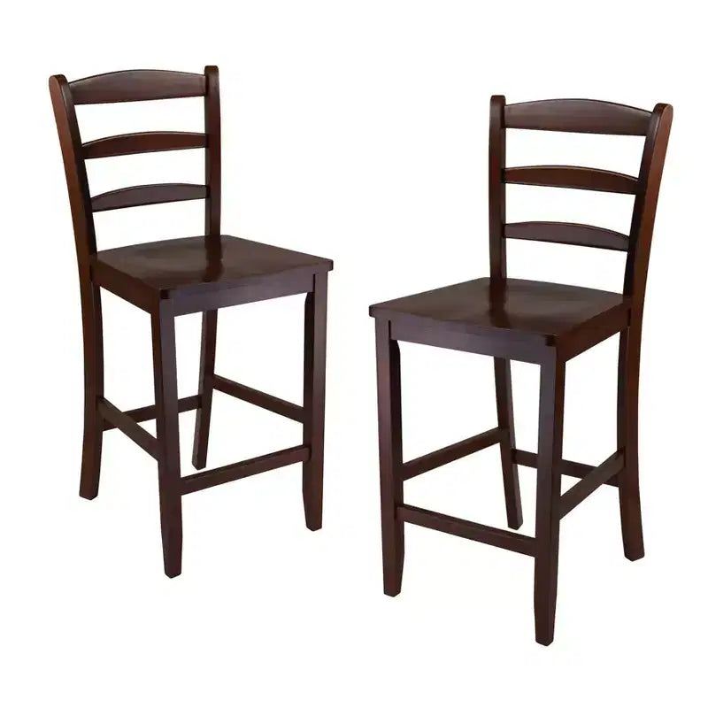 Set da pranzo Winsome 3 pezzi Albany, altezza bancone, con sgabelli con schienale a pioli, noce: stile tradizionale, tavolo rettangolare 4 posti