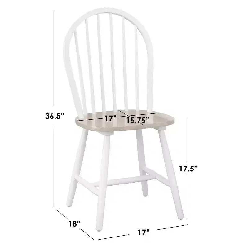 Set da pranzo rettangolare Buylateral 5 pezzi Tara Farmhouse con piano in piastrelle e sedie a fuso Bianco/Naturale