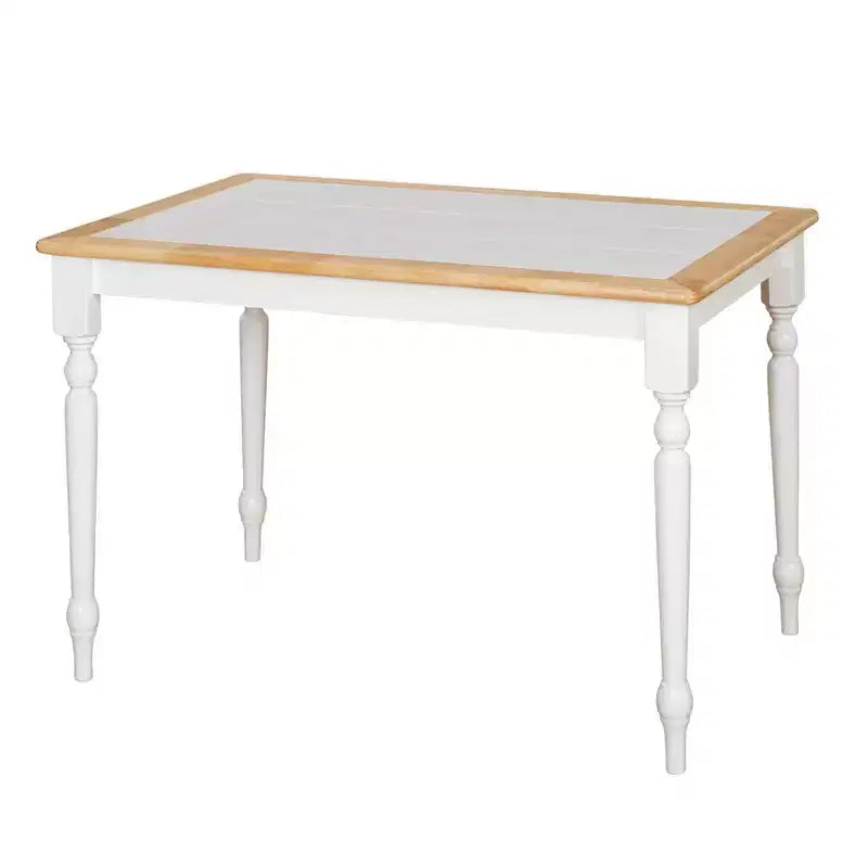 Set da pranzo rettangolare Buylateral 5 pezzi Tara Farmhouse con piano in piastrelle e sedie a fuso Bianco/Naturale