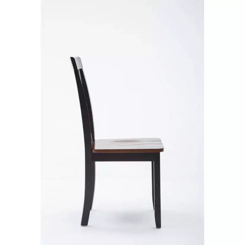 Set da pranzo Bloomington 5 pezzi nero e ciliegio - Boraam: stile tradizionale, struttura in legno di gomma, gambe affusolate, tavolo rettangolare