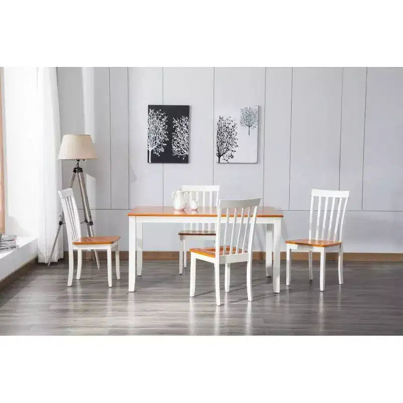 Set da pranzo 5 pezzi Bloomington Bianco/Rovere miele - Boraam: telaio in Rubberwood, stile rustico, sei posti a sedere