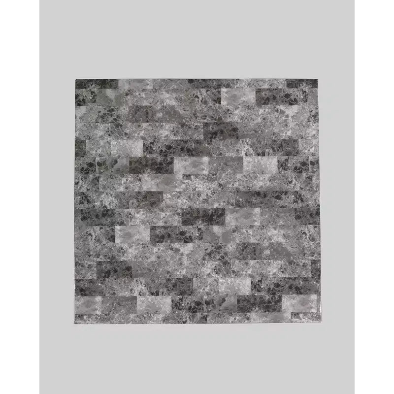 Set tavolo da pranzo nero per 4: Piano quadrato contemporaneo effetto marmo, sedili imbottiti in vinile, altezza bancone, set da 5 pezzi