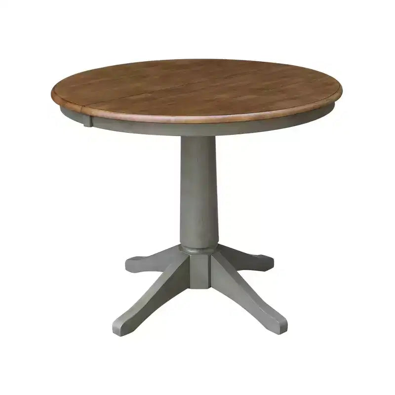 Tavolo da pranzo rotondo allungabile Lisa da 36" 4 pezzi con sedie Emily marrone Hickory - International Concepts: legno massello, stile moderno di metà secolo, base a piedistallo