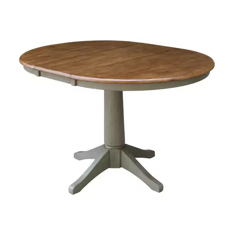 Tavolo da pranzo rotondo allungabile Lisa da 36" 4 pezzi con sedie Emily marrone Hickory - International Concepts: legno massello, stile moderno di metà secolo, base a piedistallo