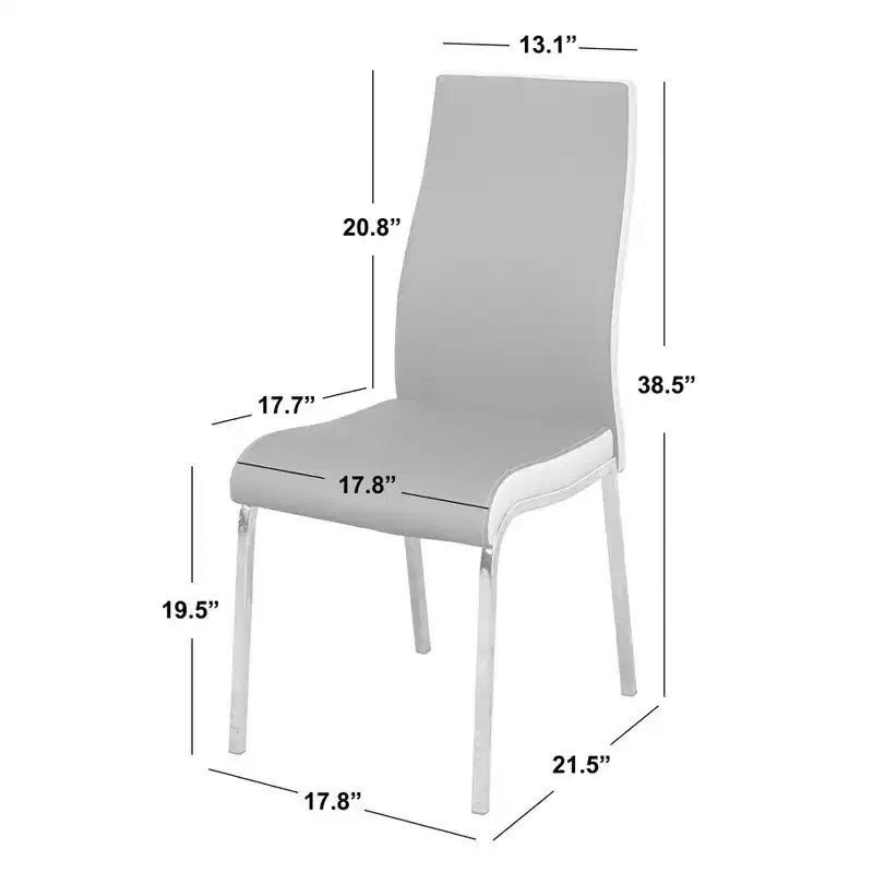 Set da pranzo retrò Torrance di Buylateral, 5 pezzi, con sedili imbottiti e schienali alti, bianco/cromo/grigio
