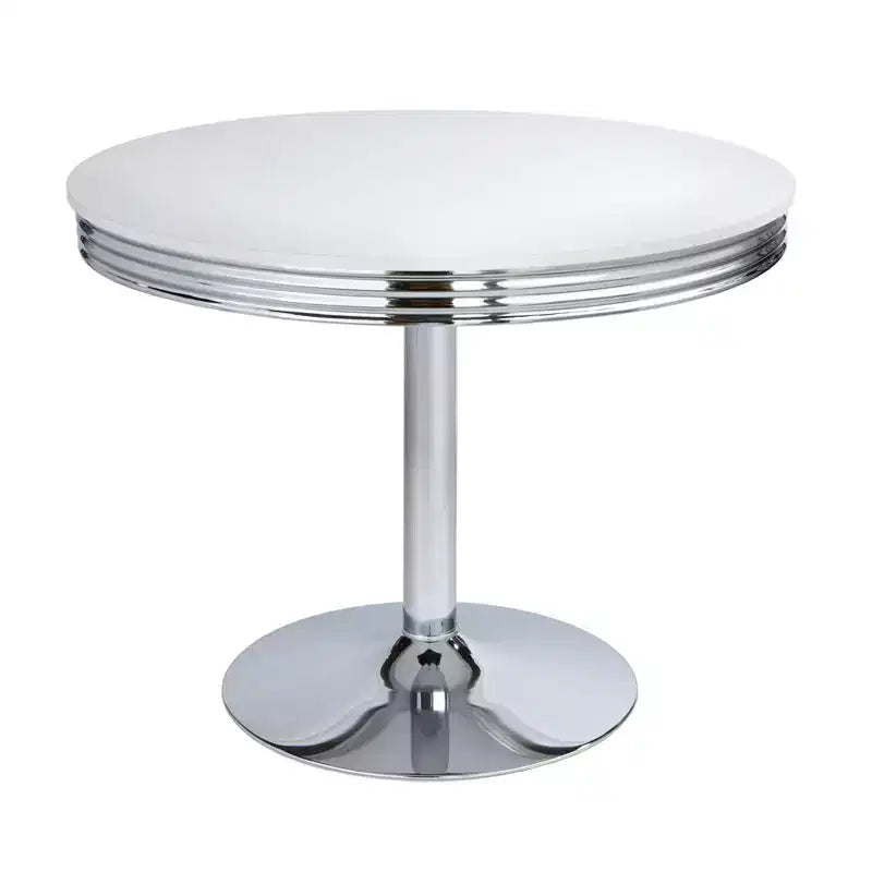 Set da pranzo retrò Torrance di Buylateral, 5 pezzi, con sedili imbottiti e schienali alti, bianco/cromo/grigio