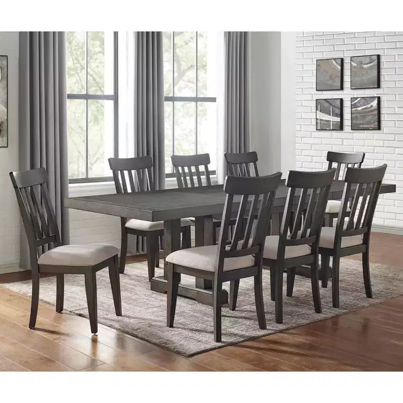 Set da pranzo Napa da 9 pezzi Dusky Cedar - Steve Silver Co.: Stile coloniale, Base a doppio piedistallo, Sedie imbottite