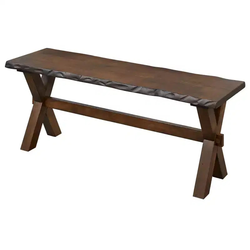 Buylateral Set da pranzo Mandeville 3 pezzi in legno massello con bordo rustico, marrone