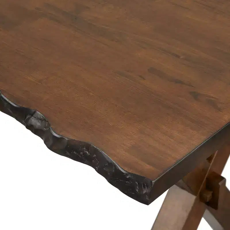 Buylateral Set da pranzo Mandeville 3 pezzi in legno massello con bordo rustico, marrone