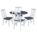 42" Hailey Dual Drop Leaf Dining Table with 4 Splat Back Chairs White/Heather Gray - International Concepts