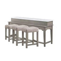 Acme Furniture 76" Wandella Marble Top Dining Table Set with Storage and Nailhead Stools