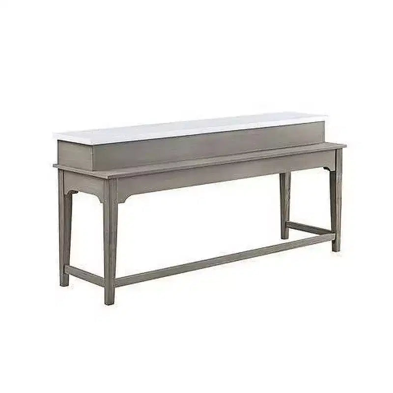 Set da pranzo Acme Furniture 76" Wandella con tavolo con ripiano in marmo, mobiletti e sgabelli con borchie