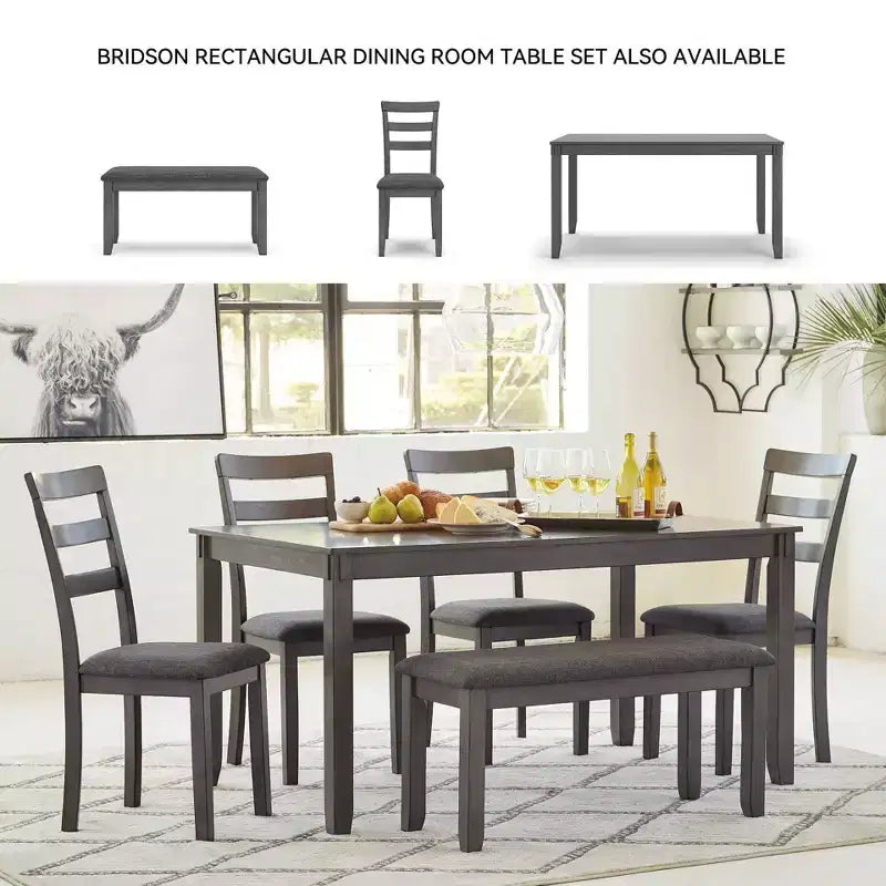 Set da 5 tavolo e sgabelli da bar Bridson, altezza bancone, grigio - Signature Design by Ashley: Finitura opaca transizionale, sedili imbottiti