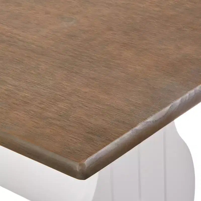 Set pranzo per due posti ad angolo Washington Farmhouse Buylateral 3 pz in legno massello, bianco/noce scuro: A L, pino massello, panca contenitore