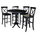 36" Draco Round Top Extension Dining Table, 12" Leaf, 4 Stools - International Concepts