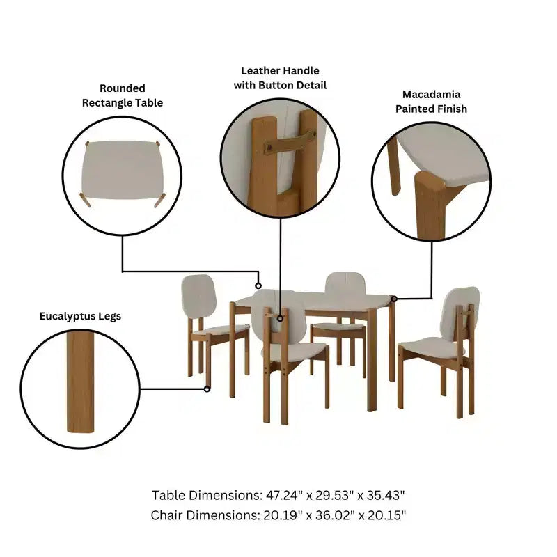 Set da pranzo moderno Mid-Century Gales 5 pezzi Manhattan Comfort