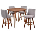 Lifestorey 5pc Derby Mid Century Modern Counter Height Dining Set Walnut/Gray