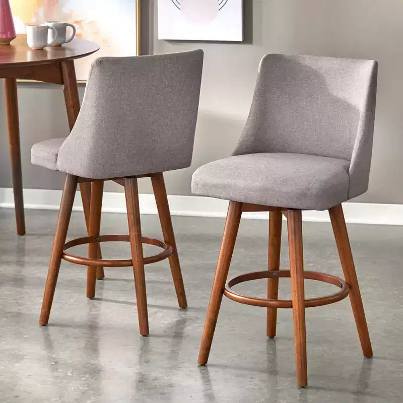 Set da pranzo Lifestorey Derby 5 pezzi, altezza bancone, moderno di metà secolo, Noce/Grigio