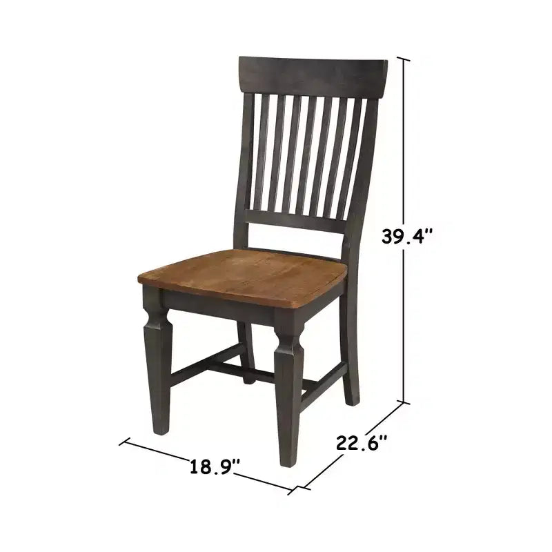 Tavolo da pranzo rotondo da 42" con doppia ribalta e 2 sedie con schienale a doghe in Hickory/Washed Coal - International Concepts