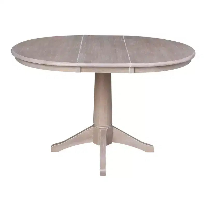 Tavolo da pranzo rotondo allungabile Karen da 36" con 4 sedie con schienale a X Tortora: Legno massello, Base a piedistallo - International Concepts