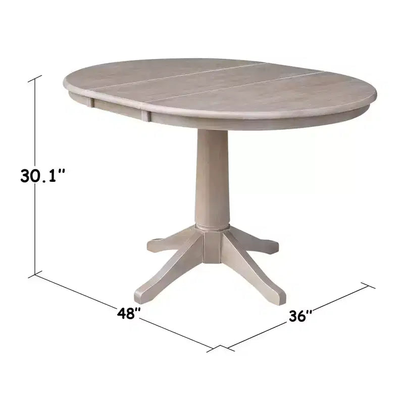 Tavolo da pranzo rotondo allungabile Karen da 36" con 4 sedie con schienale a X Tortora: Legno massello, Base a piedistallo - International Concepts