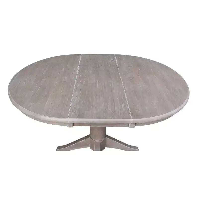 Tavolo da pranzo rotondo allungabile Karen da 36" con 4 sedie con schienale a X Tortora: Legno massello, Base a piedistallo - International Concepts