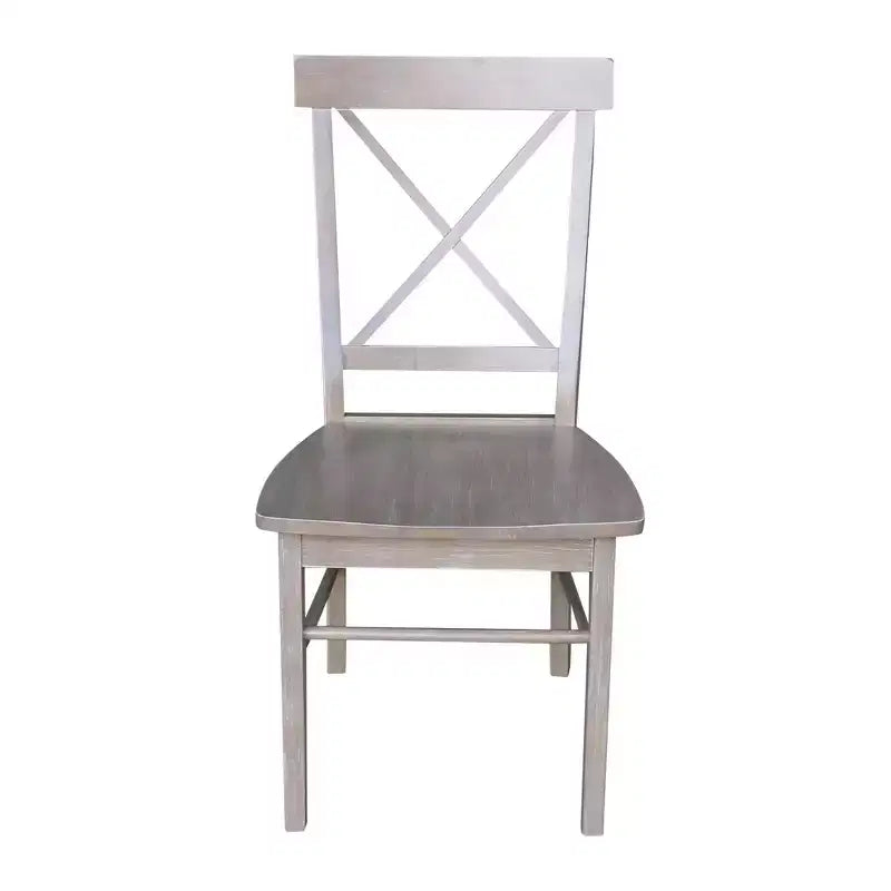 Tavolo da pranzo rotondo allungabile Karen da 36" con 4 sedie con schienale a X Tortora: Legno massello, Base a piedistallo - International Concepts