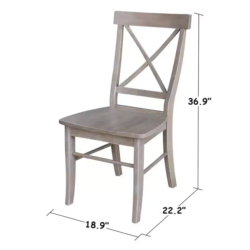 Tavolo da pranzo rotondo allungabile Karen da 36" con 4 sedie con schienale a X Tortora: Legno massello, Base a piedistallo - International Concepts