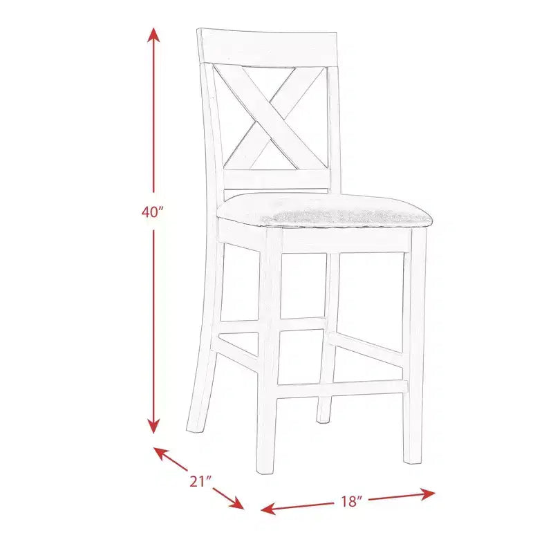 Set da pranzo Alexa 7 pezzi altezza bancone Picket House Furnishings marrone: sedie moderne imbottite, struttura in legno