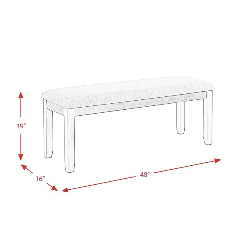 Set da pranzo 6 pz Kona Marrone - Picket House Furnishings: Sedie imbottite, Panca in legno, Tavolo rettangolare