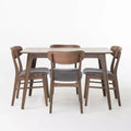 5pc Lucious Rectangular Dining Set Dark Gray/Walnut - Christopher Knight Home: Scandinavian Style, 4 Upholstered Chairs