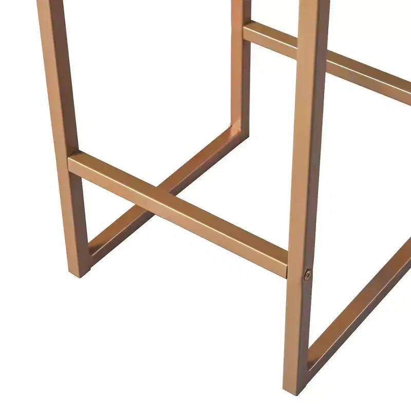 Teamson Home Marmo Set da pranzo con tavolo da colazione e piano effetto marmo in ottone: 3 pezzi, stile moderno, finitura laccata, sgabelli imbottiti